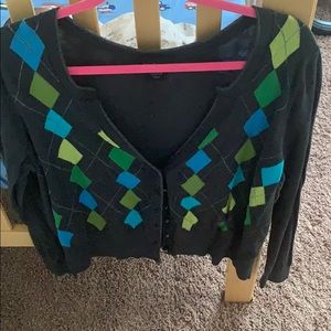 Patterned cardigan with glitter accent